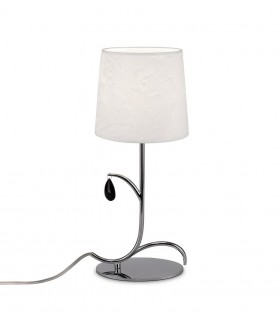 Table Lamp 45cm, 1 x E14 (Max 20W), Polished Chrome, White Shades, Black Crystal Droplets - 1