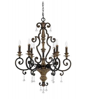 6 Light Chandelier Antique Bronze Finish, E14 - 1