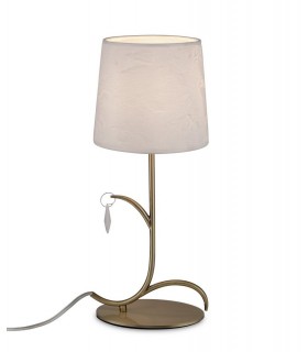 Table Lamp 45cm, 1 x E14 (Max 20W), Antique Brass, White Shades, White Crystal Droplets - 1