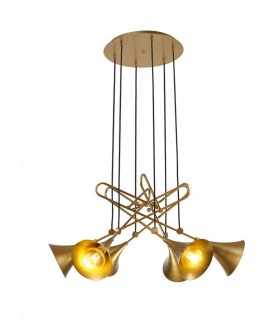 Ceiling Cluster Pendant, 88cm Round, 6 x E27 (Max 20W), Gold Painting - 1