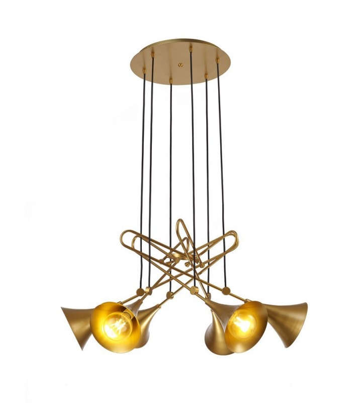 Ceiling Cluster Pendant, 88cm Round, 6 x E27 (Max 20W), Gold Painting - 1