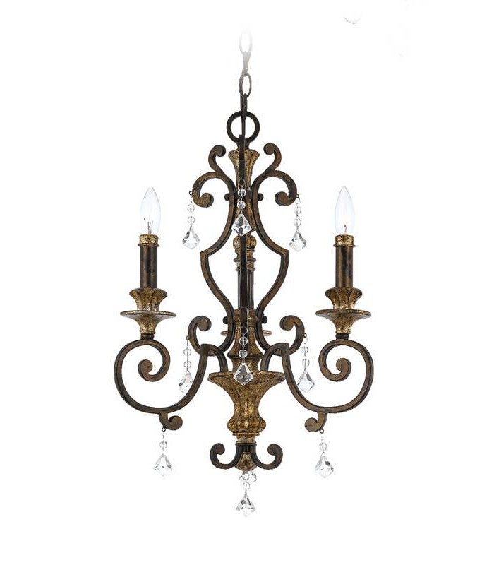 Chandelier 3 Light Antique Bronze Finish, E14 - 1