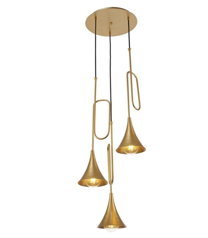 Ceiling Cluster Pendant, 44cm Round, 3 x E27 (Max 20W), Gold Painting - 1