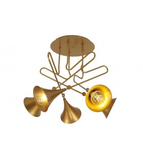 Ceiling, 76cm Round, 5 x E27 (Max 20W), Gold Painting - 1