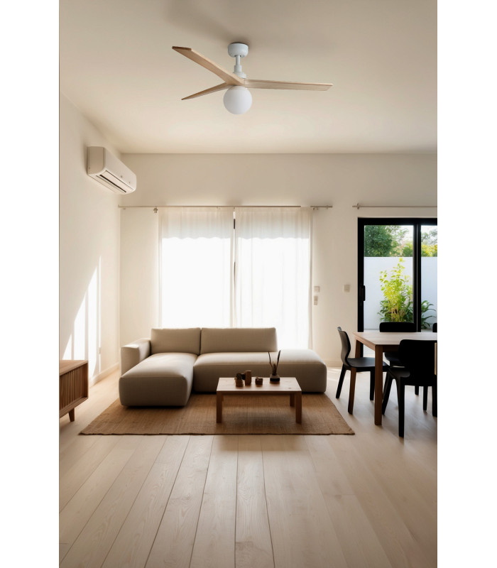 Klim Medium Ceiling Fan White, Pine Blades, E27 Light
