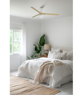 Klim Large Ceiling Fan White, Oak Blades, E27 Light