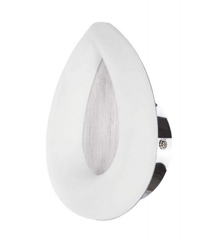 Flush Wall Lamp 5W LED 3000K, 450lm, Satin Aluminium, Frosted Acrylic, Polished Chrome - 1