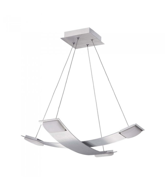 Ceiling Pendant 4 Light 28W LED 3000K, 2520lm, Satin Aluminium, Frosted Acrylic - 1