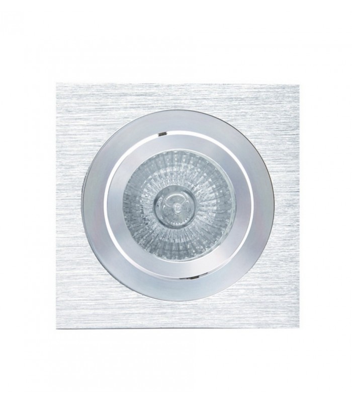 Swivel Recessed Downlight 9.2cm Square 1 x GU10 Max 50W Aluminium - 1
