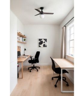 Klim Small Ceiling Fan Black, Walnut Blades, E27 Light