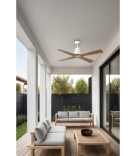 Typhoon M Led White/Wood Fan Ip44-2