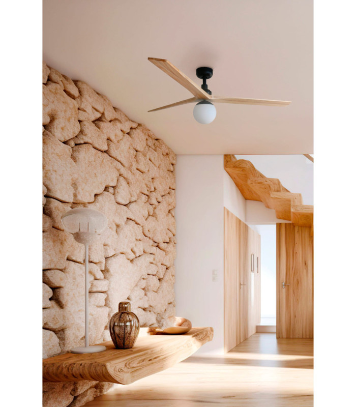 Klim Medium Ceiling Fan Black, Pine Blades, E27 Light