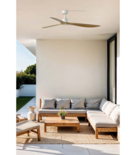 Outwood L White/Light Oak Wood Fan Ip44-2