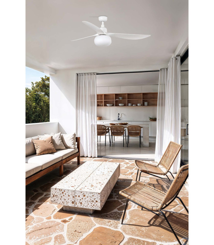 Outwood 150cm Smart Ceiling Fan White, E27 Light, IP44