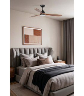 Poros L Led Black/Walnut Fan Fsc-2