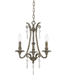 Chandelier 3 Light Mottled Silver Finish, E14 - 1