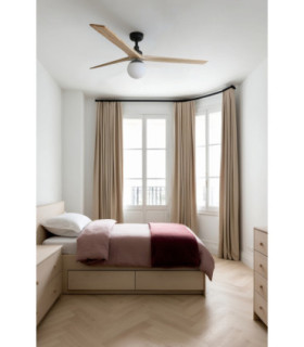 Klim Large Smart Ceiling Fan Black, Pine Blades, E27 Light