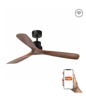 Lantau L Matt Black/Walnut Fan Tuya Fsc-1
