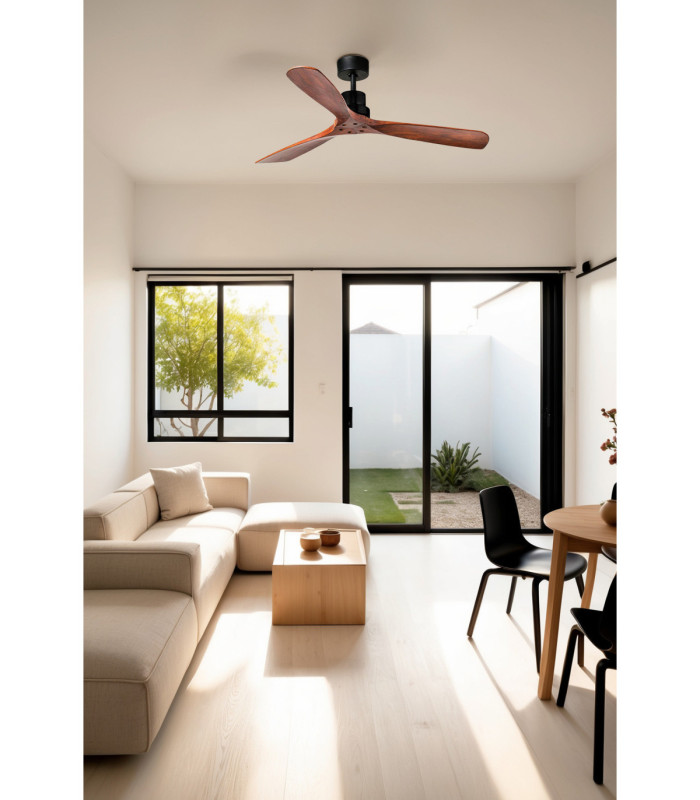 Lantau L Matt Black/Walnut Fan Tuya Fsc-2