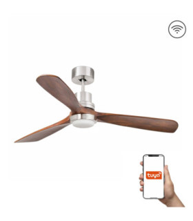 Lantau L Led Matt Nickel/Walnut Fan Tuya Fsc-1