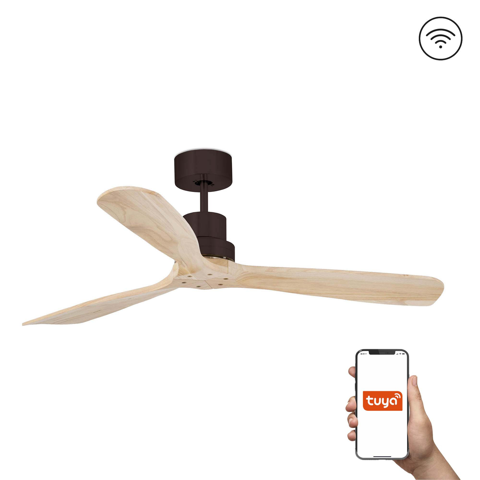 Lantau 132cm Smart Ceiling Fan Brown - Pine Blades