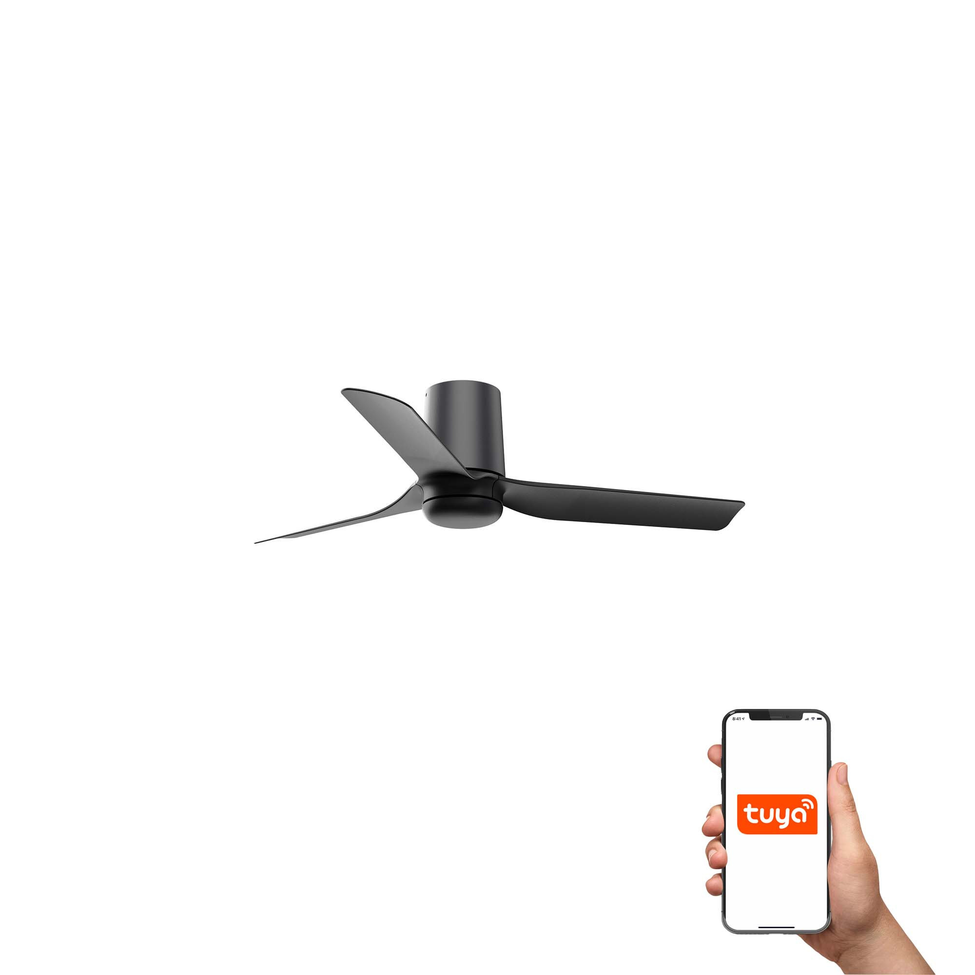 Mini Punt Tub 90cm Smart Ceiling Fan White, Light Wood Blades