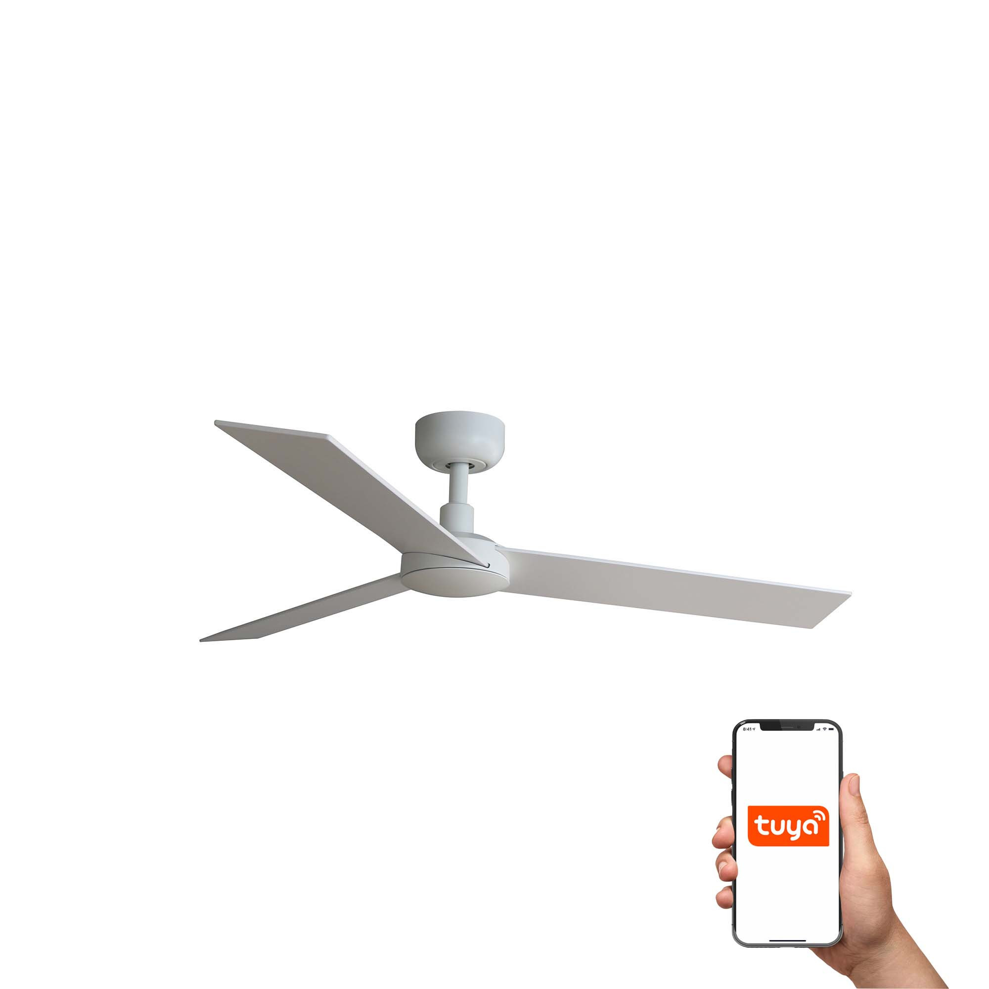 Rudder 106cm Smart Ceiling Fan Matt White, 3 Blade Reversible