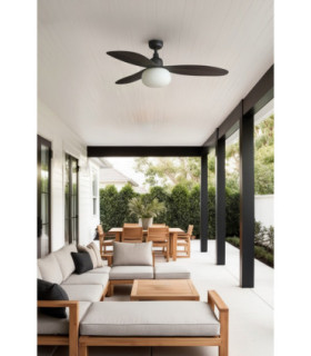 Palma Medium 3 Blade Ceiling Fan Dark Brown with Light 1x E27 IP44 Tuya Smart System