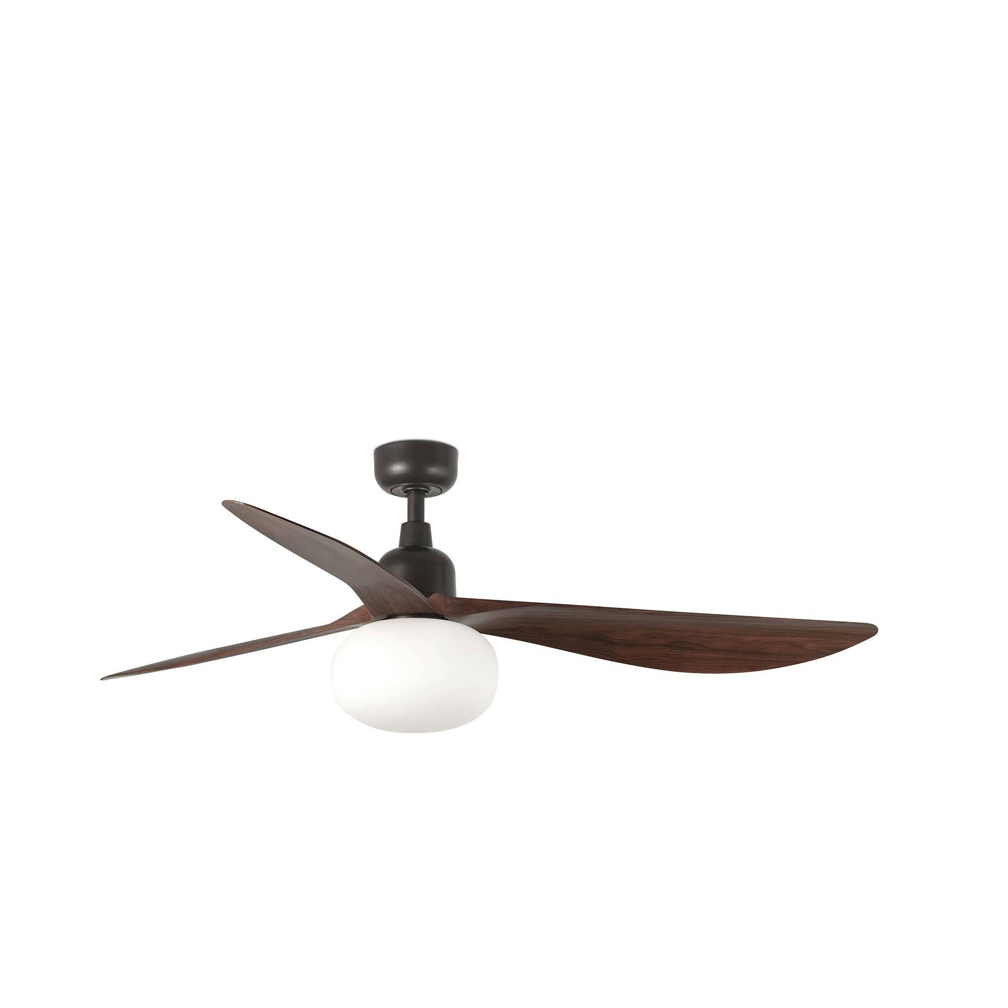 Outwood 150cm Smart Ceiling Fan Dark Brown, Walnut Blades, E27 Light, IP44
