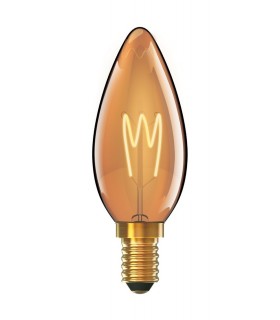 LED Candle, W E14 Non-Dimmable 230V 2W Warmwhite 1800K, Gold - 1