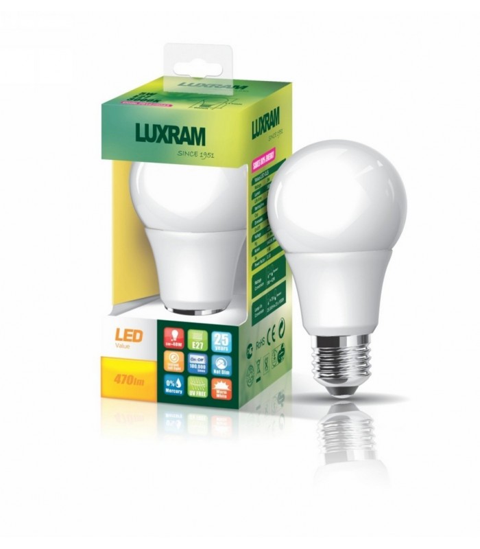 GLS E27 230V 5W Cool White 4000K 420lm (1, 1) - 1