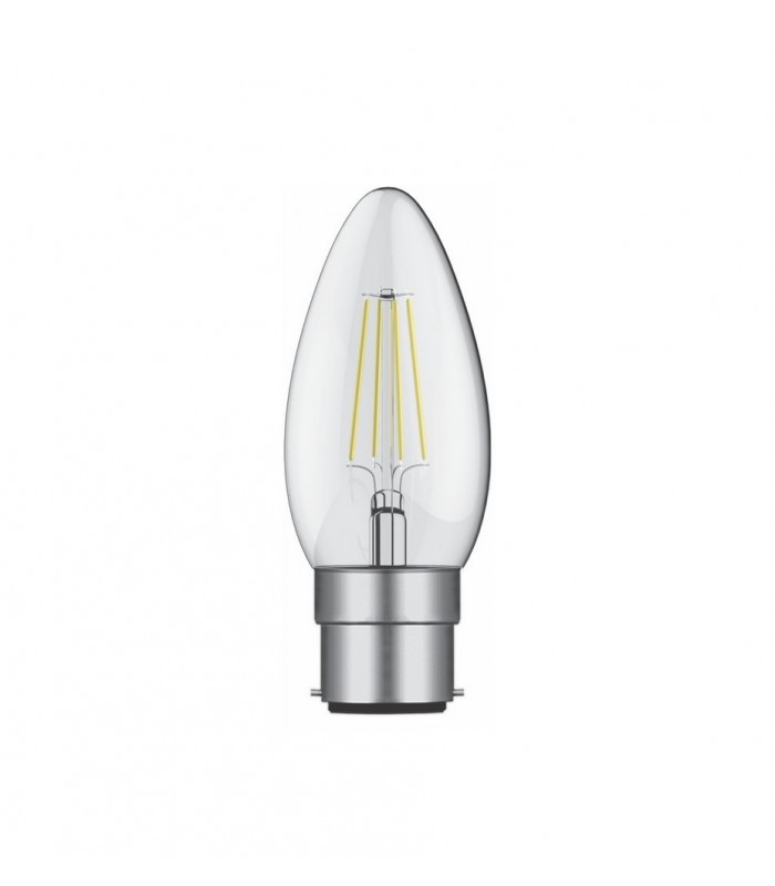 LED Candle B22d Dimmable 230V 4W Warm White 2700K, 400lm, Clear - 1