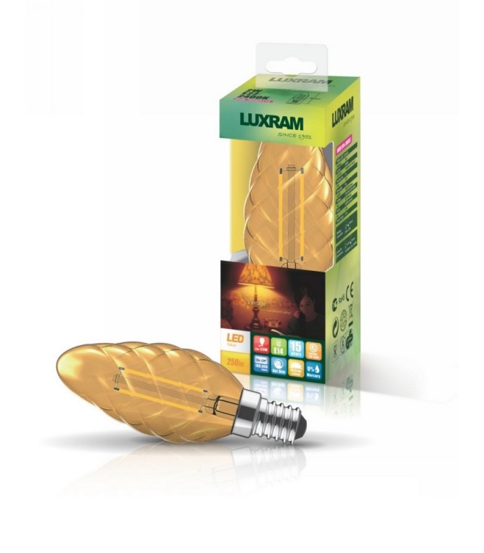 LED Candle Twisted E14 230V 4W 2200K Colour-Box (Gold) (1, 1) - 1