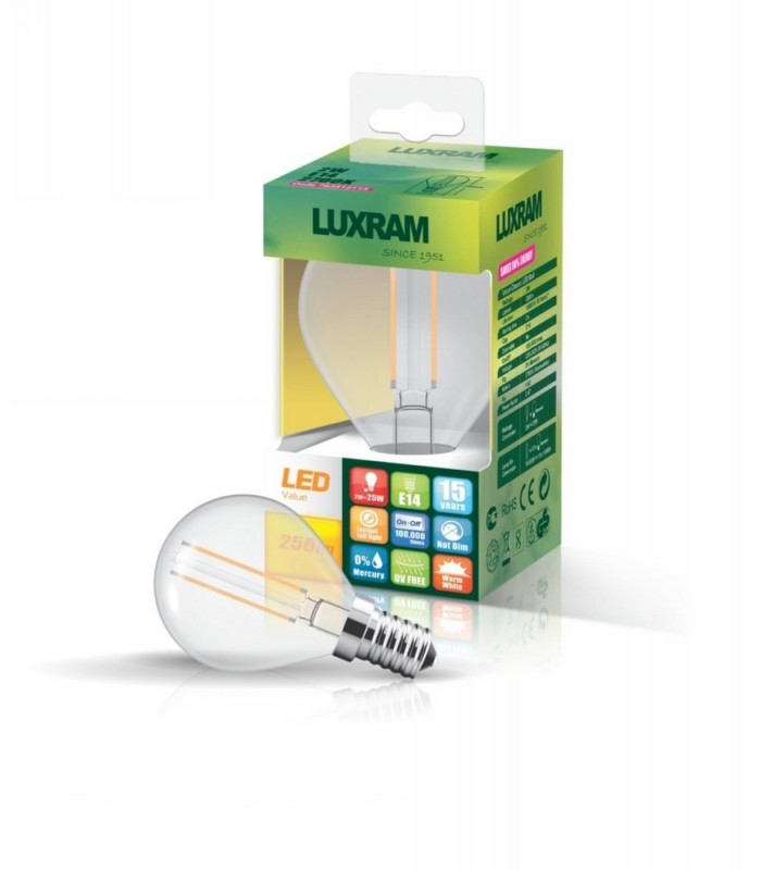 LED Globe E14 230V 4W Warm White 2700K, 470lm, Clear - 1