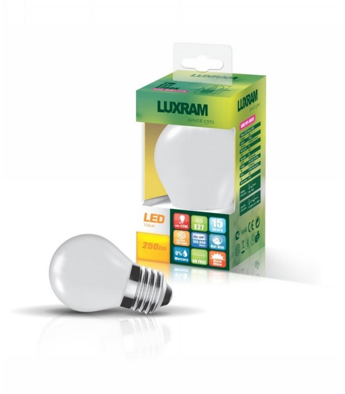 LED Globe E27 230V 4W Warm White 2700K Colour-Box (Frosted) (1, 1) - 1