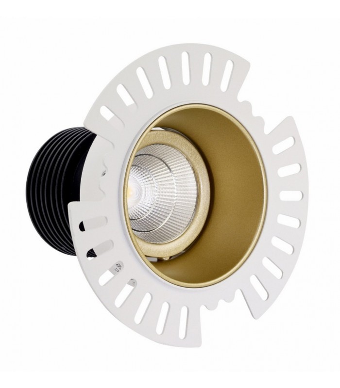 LED Recessed Tiltable Downlight, Gold Trimless, 40 deg. Beam Angle, 760lm, 3000K, IP20, DRIVER NOT INC. - 1