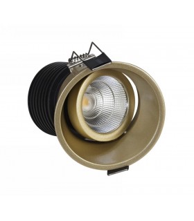 LED Recessed Tiltable Downlight, Gold, 25 deg. Beam Angle, 760lm, 3000K, IP20, DRIVER NOT INC. - 1