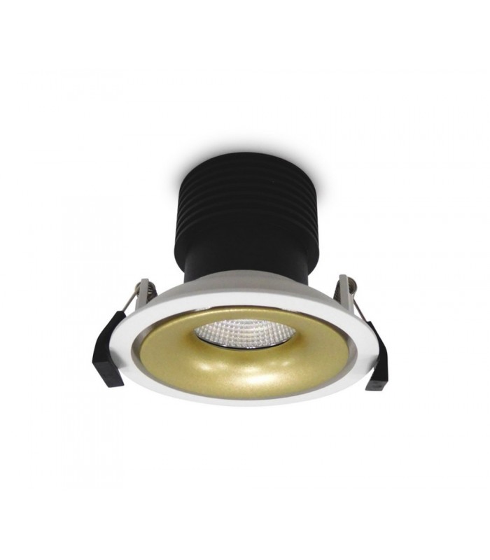 LED Recessed Round Downlight, White/Gold, 25 deg. Beam Angle, 760lm, 3000K, IP20, DRIVER NOT INC. - 1