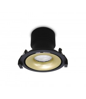LED Recessed Round Downlight, Black/Gold, 25 deg. Beam Angle, 760lm, 3000K, IP20, DRIVER NOT INC. - 1