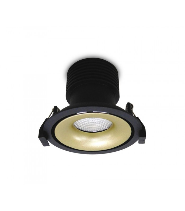 LED Recessed Round Downlight, Black/Gold, 60 deg. Beam Angle, 760lm, 3000K, IP20, DRIVER NOT INC. - 1