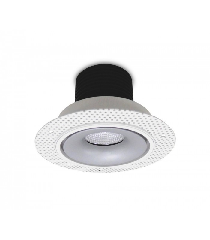 LED Recessed Round Downlight, White/Silver, 40 deg. Beam Angle, 760lm, 3000K, IP20, DRIVER NOT INC. - 1