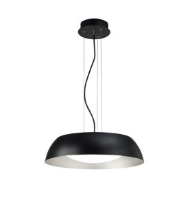Ceiling Pendant Small 18W LED 3000K, 1800lm, Matt Black, Silver, White Acrylic - 1
