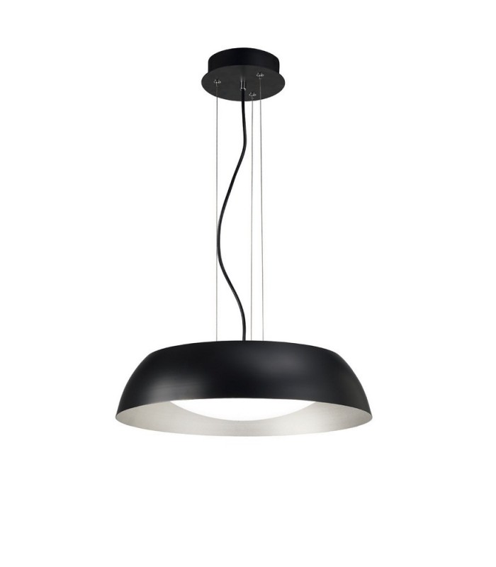 Ceiling Pendant Small 18W LED 3000K, 1800lm, Matt Black, Silver, White Acrylic - 1