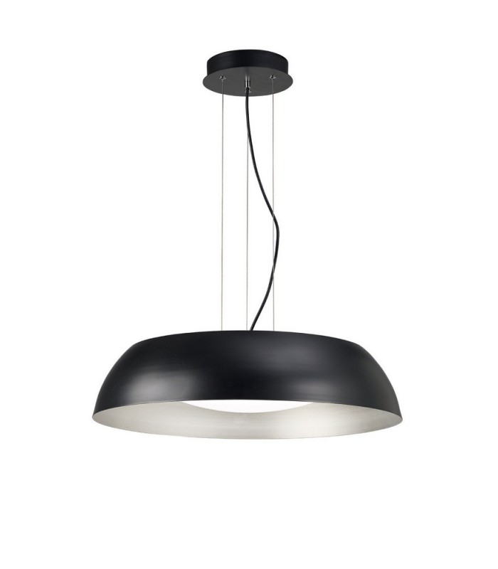 Ceiling Pendant Large 30W LED 3000K, 3000lm, Matt Black, Silver, White Acrylic - 1