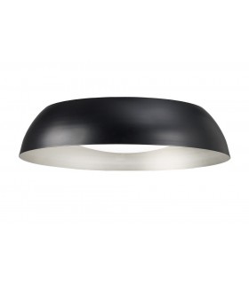 Flush Ceiling Large LED 3000K, 3000lm, Matt Black, Silver, White Acrylic - 1