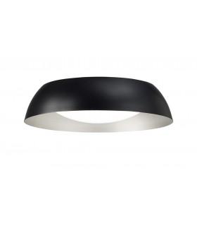 Flush Ceiling Small LED 3000K, 1800lm, Matt Black, Silver, White Acrylic - 1