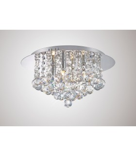 Flush Ceiling, 350mm Round, 4 Light G9 Polished Chrome, Crystal - 2