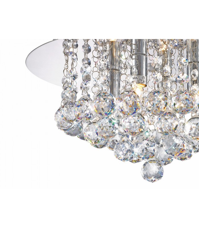 Flush Ceiling, 350mm Round, 4 Light G9 Polished Chrome, Crystal - 5