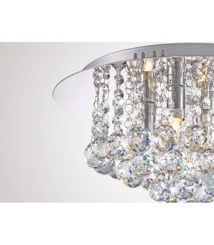 Flush Ceiling, 350mm Round, 4 Light G9 Polished Chrome, Crystal - 7