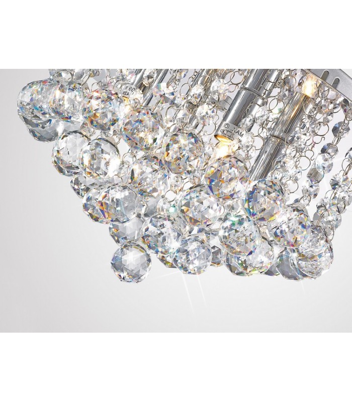 Flush Ceiling, 350mm Round, 4 Light G9 Polished Chrome, Crystal - 8